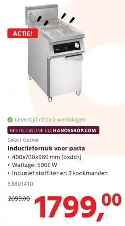 Hanos Inductiefornuis voor Pasta aanbieding