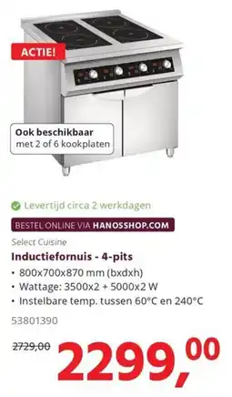 Hanos Inductiefornuis 4 Pits aanbieding