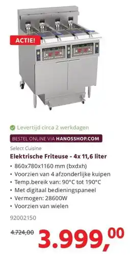 Hanos Select Cuisine Elektrische Friteuse aanbieding
