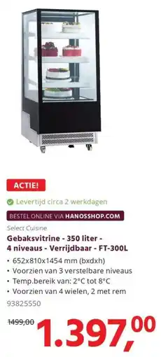 Hanos Select Cuisine Gebaksvitrine 4 niveaus Verrijdbaar FT-300L aanbieding