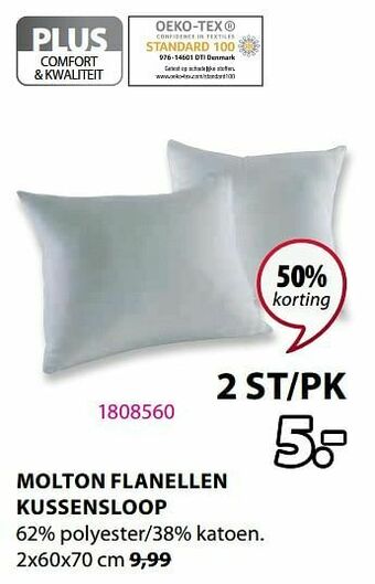 Jysk Molton flanellen kussensloop aanbieding