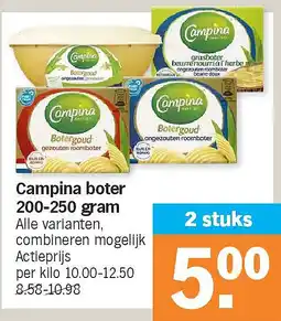 Albert Heijn Campina boter 200-250 gram aanbieding