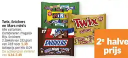 Albert Heijn Twix, Snickers en Mars mini's aanbieding