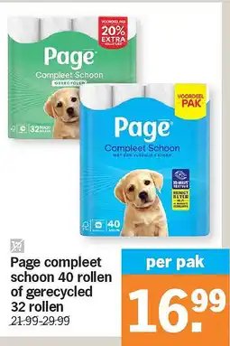 Albert Heijn Page compleet schoon 40 rollen of gerecycled 32 rollen aanbieding