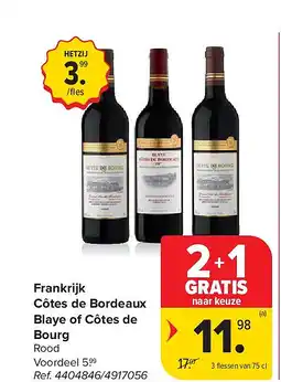 Carrefour Frankrijk Côtes de Bordeaux Blaye of Côtes de Bourg aanbieding