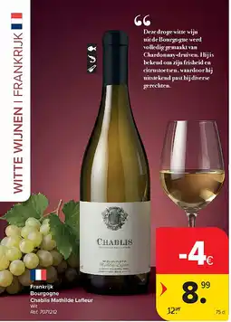 Carrefour Frankrijk Bourgogne Chablis Mathilde Lafl eur aanbieding