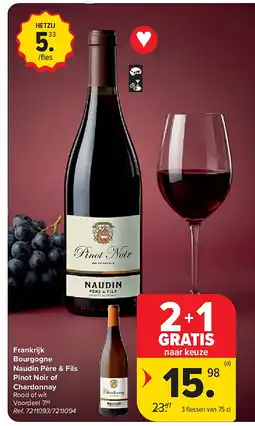 Carrefour Frankrijk Bourgogne Naudin Père & Fils Pinot Noir of Chardonnay aanbieding