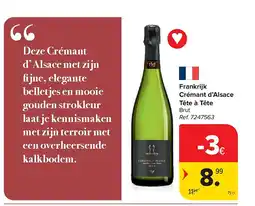 Carrefour Frankrijk Crémant d’Alsace Tête à Tête aanbieding