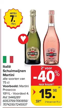 Carrefour Italië Schuimwijnen Martini aanbieding