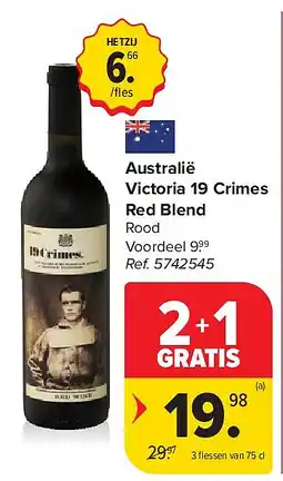 Carrefour Australië Victoria 19 Crimes Red Blend aanbieding