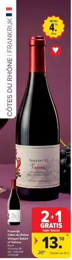 Carrefour Frankrijk Côtes du Rhône Villages Sablet of Valréas aanbieding