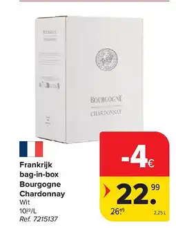 Carrefour Frankrijk bag-in-box Bourgogne Chardonnay aanbieding