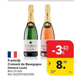 Carrefour Frankrijk Crémant de Bourgogne Honoré Louis aanbieding