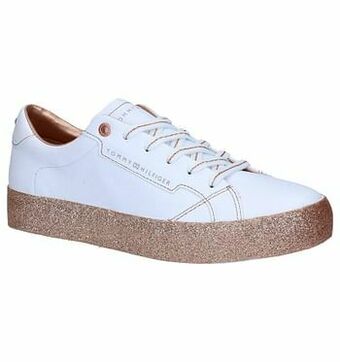 Tommy Hilfiger Glitter Witte Veterschoenen