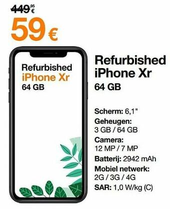 Orange Apple refurbished iphone xr 64 gb aanbieding