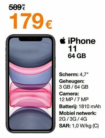 Orange Apple iphone 11 64 gb aanbieding