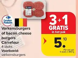 Carrefour Varkensburgers of bacon cheese burgers Carrefour aanbieding