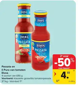 Carrefour Passata en Il Puro van tomaten Elvea aanbieding