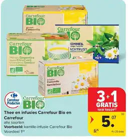 Carrefour Thee en infusies Carrefour Bio en Carrefour aanbieding