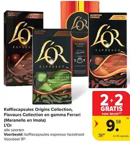 Carrefour Koffiecapsules Origins Collection, Flavours Collection en gamma Ferrari (Maranello en Imola) L’Or aanbieding