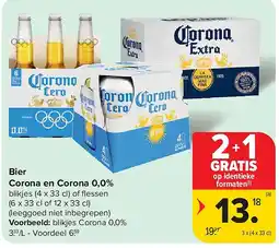 Carrefour Bier Corona en Corona 0,0% aanbieding