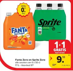 Carrefour Fanta Zero en Sprite Zero aanbieding