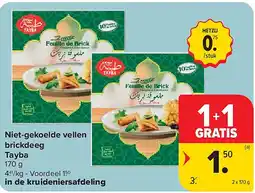 Carrefour Niet-gekoelde vellen brickdeeg Tayba aanbieding