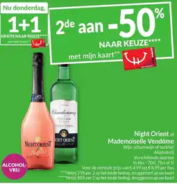 Intermarché Night Orient of Mademoiselle Vendôme Wijn, schuimwijn of cocktail Alcoholvrij aanbieding