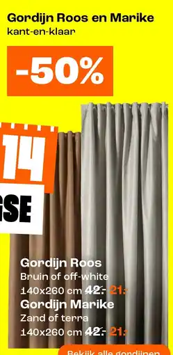Kwantum Gordijn Roos Bruin of off-white aanbieding