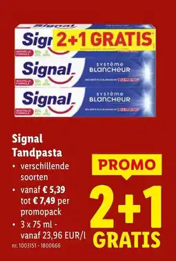 Lidl Signal Tandpasta aanbieding