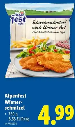 Lidl Alpenfest Wienerschnitzel aanbieding