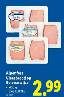 Lidl Alpenfest Vleesbrood op Beierse wijze aanbieding
