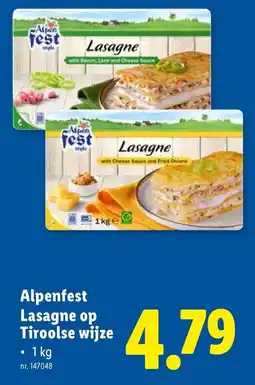 Lidl Alpenfest Lasagne op Tiroolse wijze aanbieding
