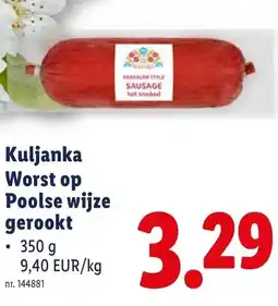 Lidl Kuljanka Worst op Poolse wijze gerookt aanbieding