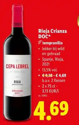 Lidl Rioja Crianza DOC aanbieding