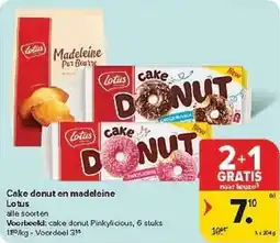Carrefour Cake donut en madeleine Lotus aanbieding