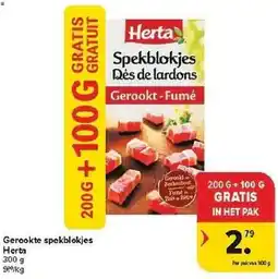Carrefour Gerookte Spekblokjes Herta aanbieding