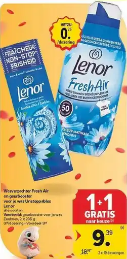 Carrefour Wasverzachter Fresh Air en geurbooster voor je was Unstoppables Lenor aanbieding