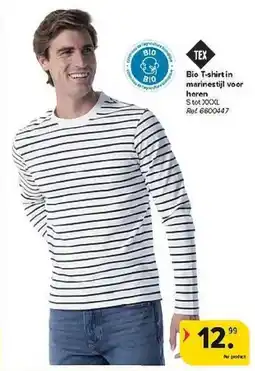 Carrefour Bio T-shirt in marinestijl voor heren aanbieding