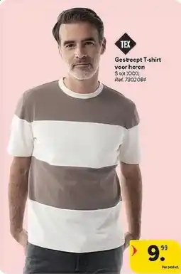 Carrefour Gestreept T-shirt voor heren aanbieding