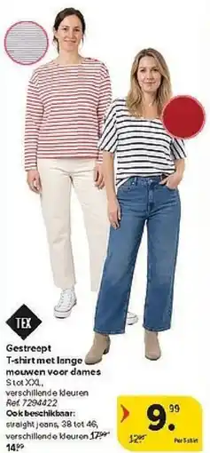 Carrefour Gestreept T-shirt met Lange Mouwen voor Dames aanbieding