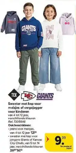 Carrefour Sweater met kap voor meisjes of cargojogger voor kinderen aanbieding