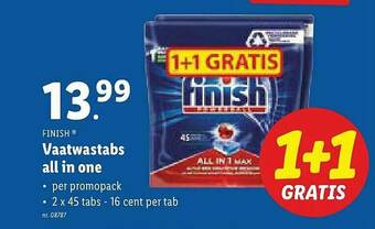 Lidl Finish Vaatwastabs All In One aanbieding