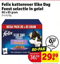 Kruidvat Felix kattenvoer Elke Dag Feest selectie in gelei aanbieding