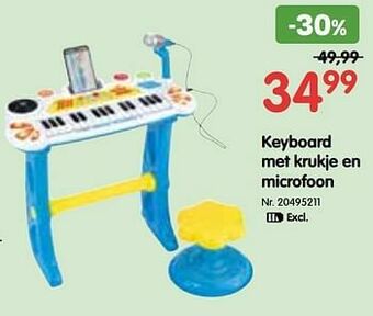 Fun Keyboard met krukje en microfoon aanbieding