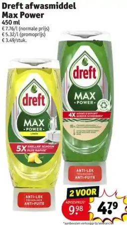Kruidvat Dreft afwasmiddel Max Power aanbieding