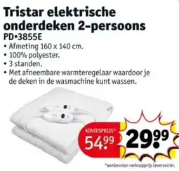 Kruidvat Tristar elektrische onderdeken 2-persoons PD-3855E aanbieding