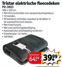 Kruidvat Tristar elektrische fleecedeken PD-3803 aanbieding
