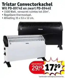 Kruidvat Tristar Convectorkachel Wit PD-8974E en zwart PD-8944E aanbieding