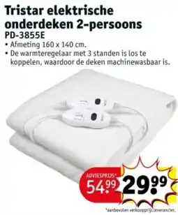 Kruidvat Tristar elektrische onderdeken 2-persoons PD-3855E aanbieding